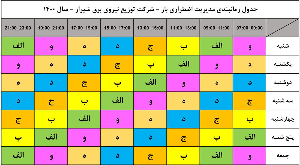 برنامه قطعی برق شیراز 1400